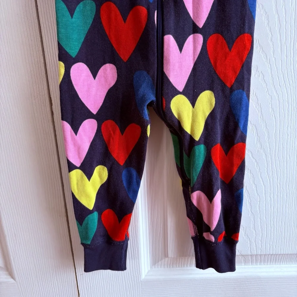 Hanna Andersson Baby Zip Sleeper One Piece Organic Cotton Dark Blue Heart 2T - Picture 2 of 5